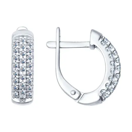 Серьги из серебра с фианитами