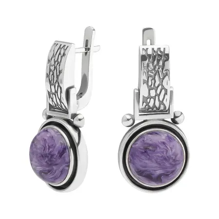 Серьги из серебра с чароитом