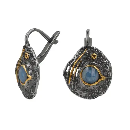 Серебряные серьги с кианитом