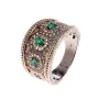 Серебряное кольцо с изумрудами и позолотой