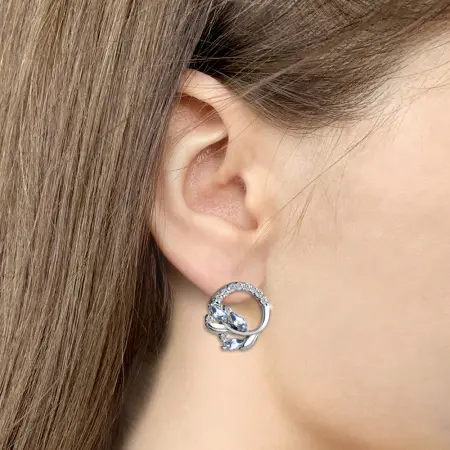 Серебряные серьги с топазом и фианитами