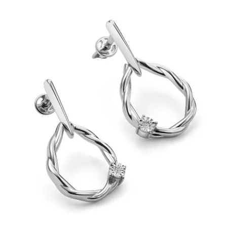 Серебряные серьги с бриллиантом