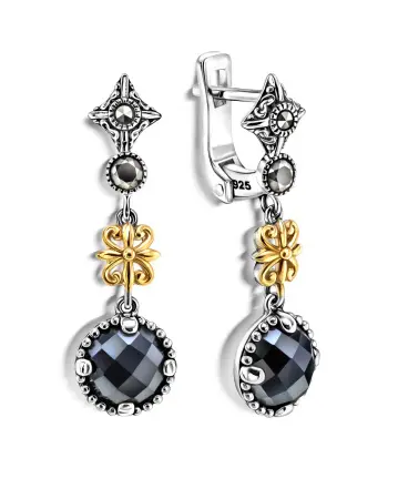 Серебряные серьги ALEXANDRE VASSILIEV с гематитом