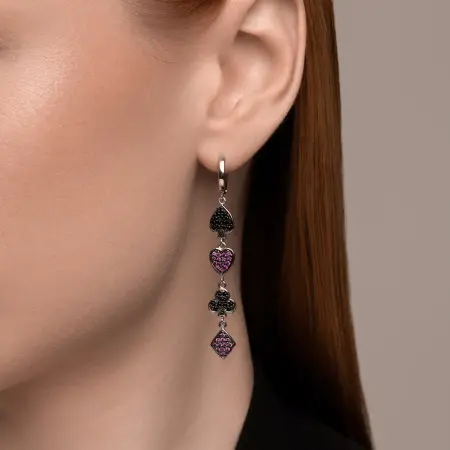 Серьги из серебра с корундами и фианитами Карты
