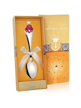 Серебряная ложка детская «Принцесса» с позолотой и эмалью