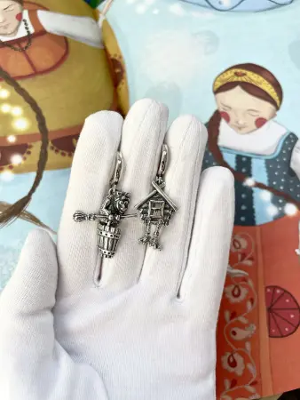 Серьги серебряные «Бабка-Ежка»