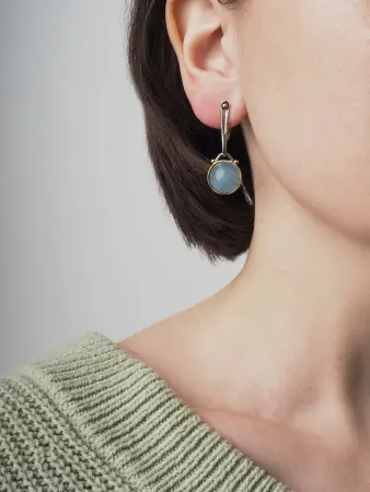 Серьги из серебра с аквамарином