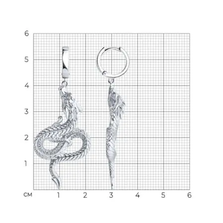 Серебряные серьги «Дракон»