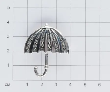 Серебряная брошь «Зонт»