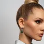 Серьги из серебра с камнем нефрит