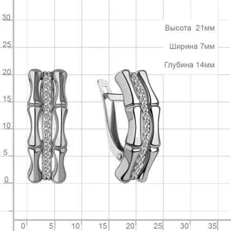 Серьги из серебра с фианитами