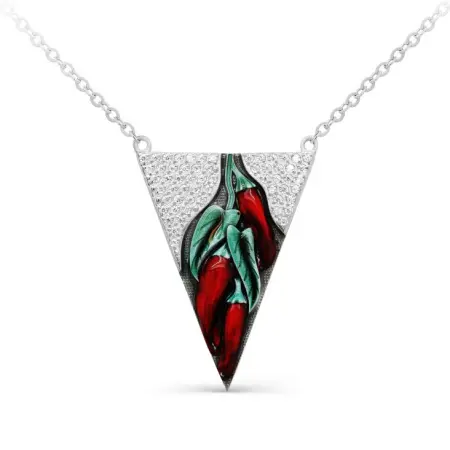 Серебряное колье с фианитами «Красный перец»