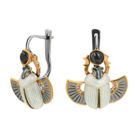 Серебряные серьги «Скарабеи»