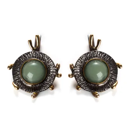 Серебряные серьги с нефритом