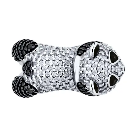Кольцо из серебра с фианитами и эмалью «Панда»