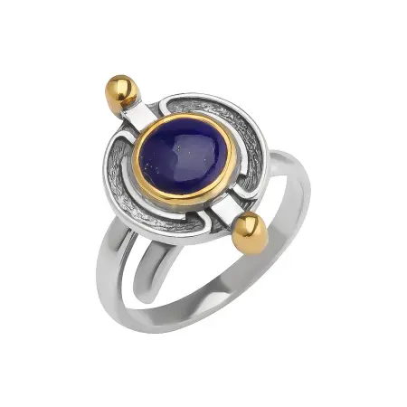 Кольцо из серебра с лазуритом в позолоте