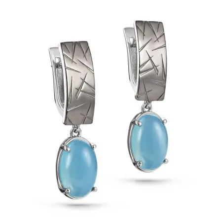 Серьги из серебра с халцедонами