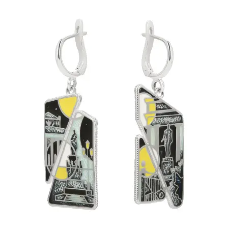Серьги «Невский проспект Ночь» из серебра с эмалью