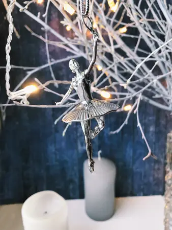 Серебряная елочная игрушка «Балерина»