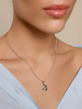 Серебряный кулон с розовым кварцем и золотом