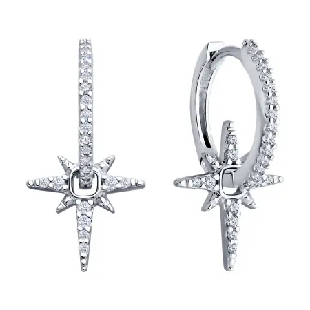 Серьги из серебра с фианитами