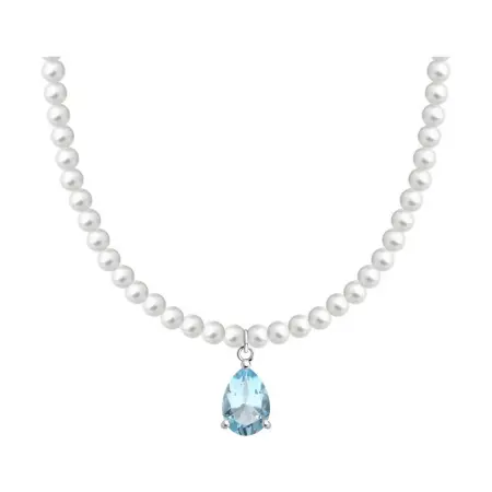 Колье из серебра с жемчугом и топазом