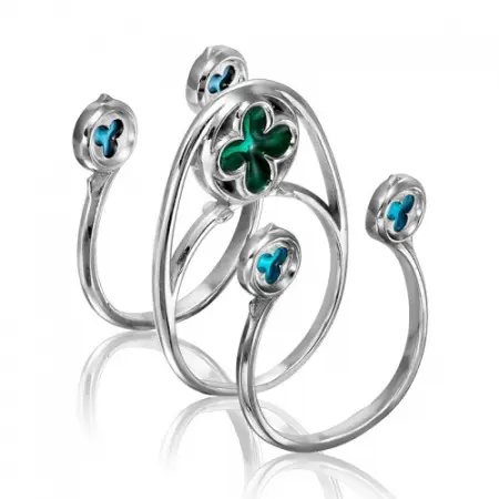 Кольцо тройное из серебра с эмалью «Готика»