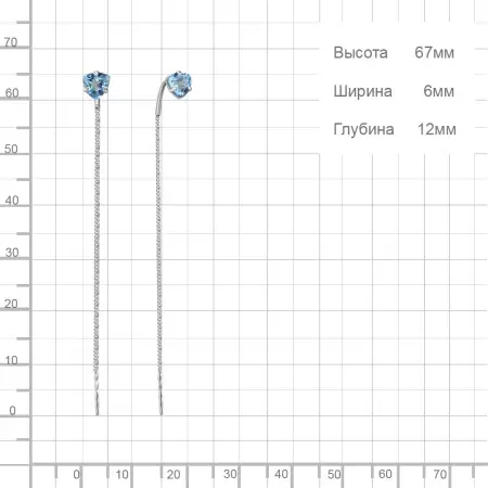 Серьги из серебра с топазами