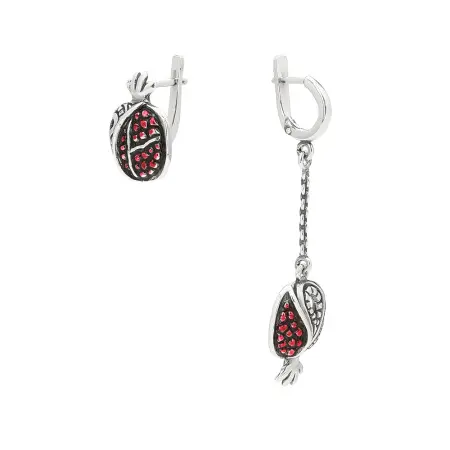 Серьги из серебра с эмалью «Гранат»