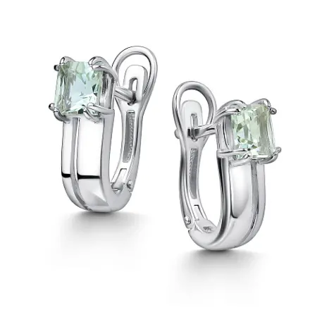 Серьги из серебра с празиолитом