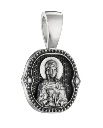 Серебряная подвеска с чернением « Варвара Великомученица »