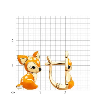 Серебряные серьги с эмалью «Бэмби»