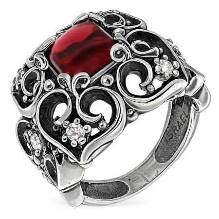 Кольцо из серебра с гранатом