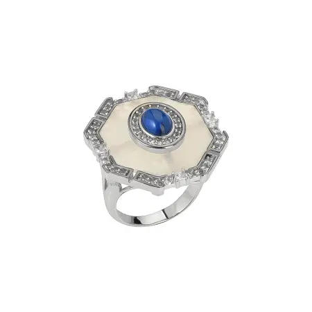Кольцо с нано-сапфиром и белыми топазами из серебра