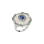 Кольцо с нано-сапфиром и белыми топазами из серебра