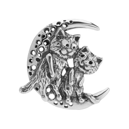 Подвес из серебра «Коты на луне»