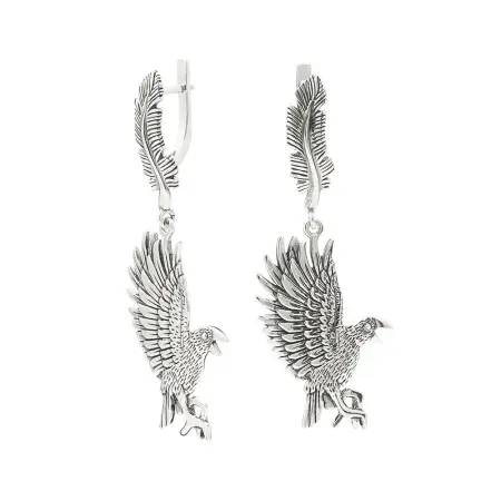 Серьги из серебра «Ворон»