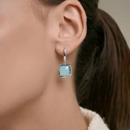 Серьги из серебра с халцедоном