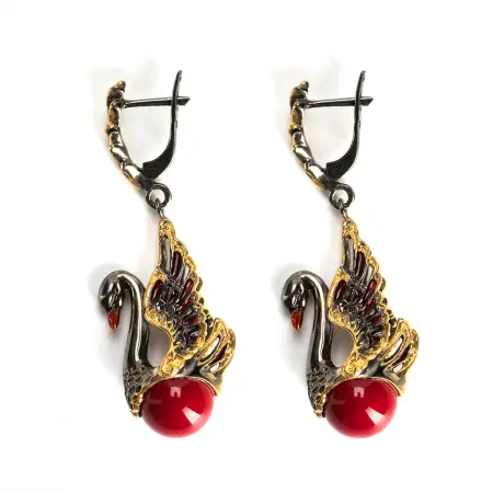 Серебряные серьги «Лебеди»