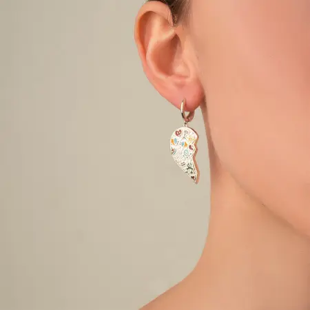 Серьги из серебра с эмалью «Сердце»