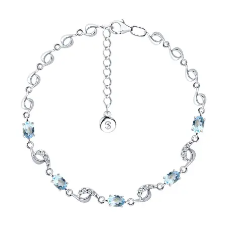 Серебряный браслет с топазами и фианитами