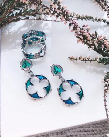 Серебряные серьги с эмалью «Витражи»