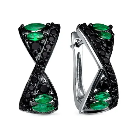 Серьги из серебра со шпинелью и кубическим цирконием