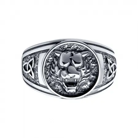 Мужское кольцо из серебра «Тигр»