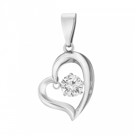 Подвеска серебряная «Сердце» с танцующими фианитами