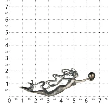 Брошь из серебра с жемчугом «Русалка»