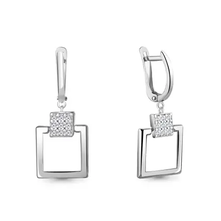Серьги из серебра с фианитами