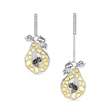 Серьги из серебра «Груша» с раухами-топазами