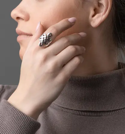Серебряное кольцо «Узел Будды»