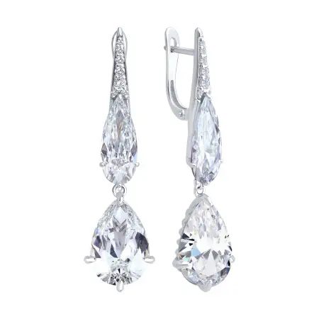 Серьги из серебра с фианитами